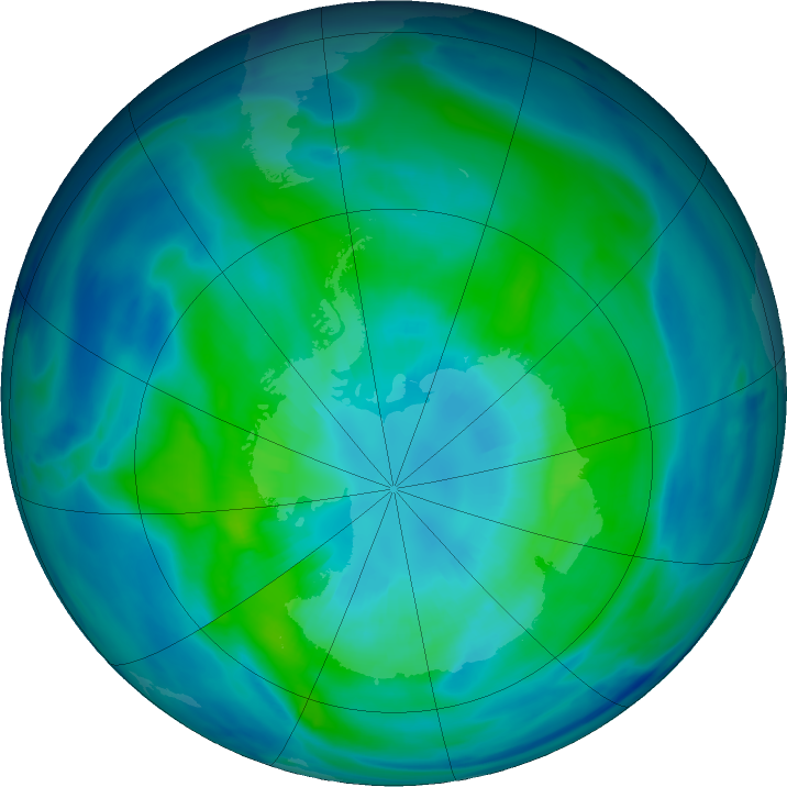 Antarctic ozone map for 02 April 2024